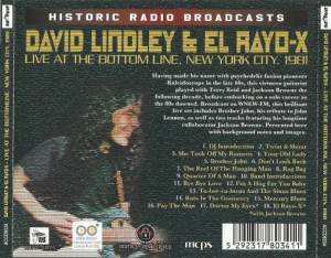 CD David Lindley And El Rayo-X: Live At The Bottom Line, New York City, 1981