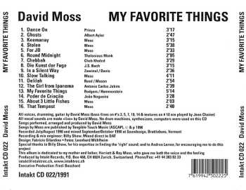 CD David Moss: My Favorite Things