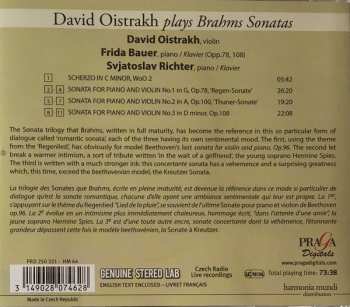 CD Johannes Brahms: Sonata No.1, Op.78 / Sonata No.3, Op.108 / Scherzo WoO 2 / Sonata No.2, Op.100