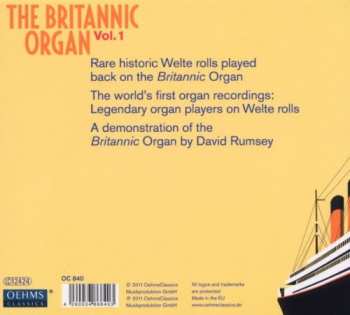 2CD David Rumsey: The Britannic Organ Vol. 1