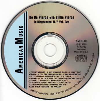 CD De De Pierce: In Binghamton N.Y. Vol.Two