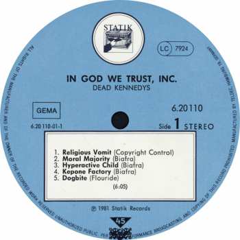 LP Dead Kennedys: In God We Trust, Inc.