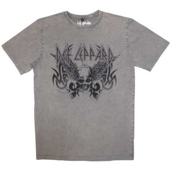 Merch Def Leppard: Stone Wash T-shirt Tribal Skull