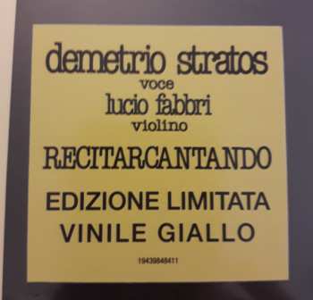 LP Demetrio Stratos: Recitarcantando – "Cremona 21 Settembre 1978" CLR | LTD