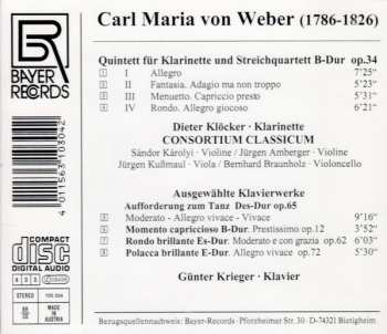 CD Dieter Klöcker: Carl Maria von Weber: Quintett für Klarinette B-Dur op. 34 / Ausgewählte Klavierwerke