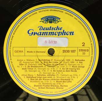 LP Dietrich Fischer-Dieskau: Lieder Der Neuen Wiener Schule . Songs Of The New Vienna School