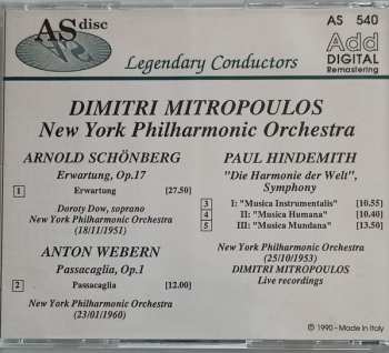 CD Paul Hindemith: Schoenberg,Erwartung,Op.17-Webern,Passacaglia, Op.1-Hindemith,Die Harmonie der Welt