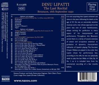 CD Dinu Lipatti: The Last Recital - Bach ・ Mozart ・ Schubert ・ Chopin
