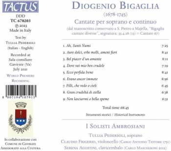 CD Diogenio Bigaglia: Canate Per Soprano E Continuo