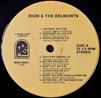 LP Dion & The Belmonts: Half & Half