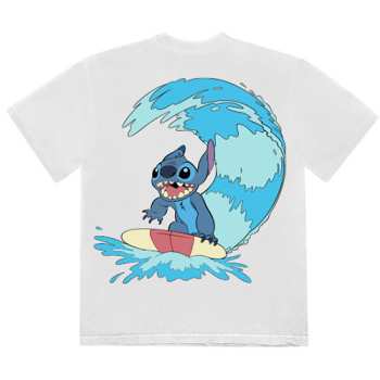 Merch Disney: Disney Unisex T-shirt: Stitch Surf (white) (back Print) (small) S