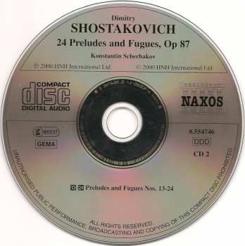 2CD Dmitri Shostakovich: 24 Preludes And Fugues, Op 87