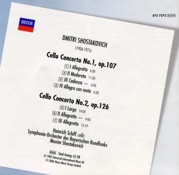 CD Dmitri Shostakovich: Cello Concertos Nr.1&2