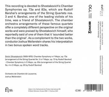 CD Dmitri Shostakovich: Chamber Symphony Op. 73a & Op. 83a (Arr. Barshai)