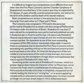 CD Dmitri Shostakovich: Concerto No. 1 (For Piano, Trumpet And Strings Op. 35) / Chamber Symphony Op. 110a