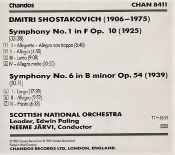 CD Dmitri Shostakovich: Symphony No. 1 In F Op. 10, Symphony No. 6 In B Minor Op. 54