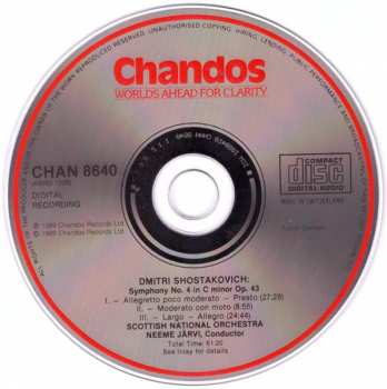 CD Dmitri Shostakovich: Symphony No. 4 In C Minor Op. 43