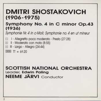 CD Dmitri Shostakovich: Symphony No. 4 In C Minor Op. 43