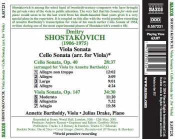 CD Dmitri Shostakovich: Viola Sonata - Cello Sonata (Arr. For Viola)