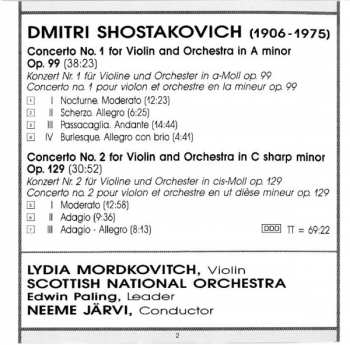 CD Dmitri Shostakovich: Violin Concertos No 1 Op.99 · No 2 Op.129