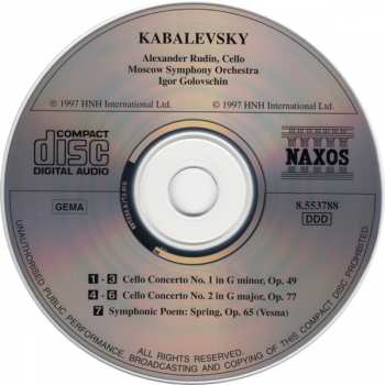 CD Dmitry Kabalevsky: Cello Concertos Nos. 1 And 2 • Symphonic Poem: Spring