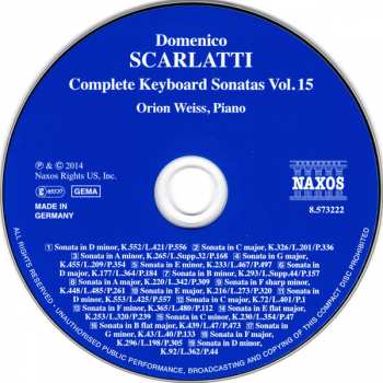 CD Domenico Scarlatti: Complete Keyboard Sonatas Vol. 15