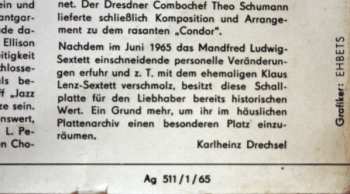 LP Dorothy Ellison: Jazz Mit Dorothy Ellison & Dem Manfred Ludwig-Sextett