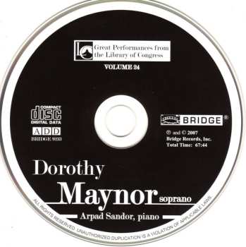 CD Dorothy Maynor: Dorothy Maynor, Soprano