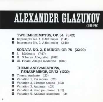 CD Duane Hulbert: Alexander Glazunov: Complete Piano Music Volume 1