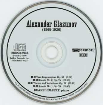 CD Duane Hulbert: Alexander Glazunov: Complete Piano Music Volume 1