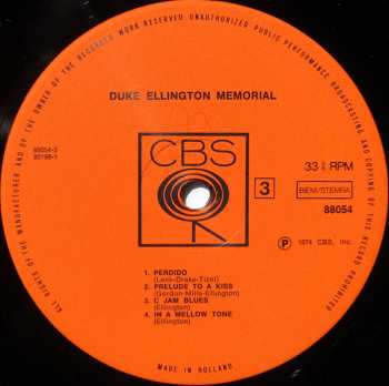 2LP Duke Ellington And His Orchestra: Memorial
