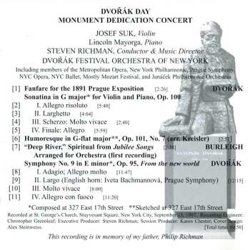 CD Antonín Dvořák: Dvořák Day Concert, Symphony No. 9 "From The New World" + Sonatina, Humoresque, Fanfare + "Deep River" 