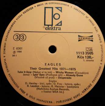 LP Eagles: Their Greatest Hits 1971-1975