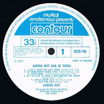 LP Eartha Kitt: Eartha Kitt Live At Tivoli