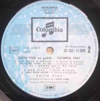 3LP Edith Piaf: En Public (Olympia 1955 1956 1958 1961 1962)