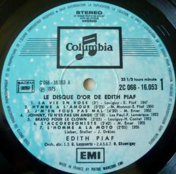 LP Edith Piaf: Le Disque D'Or D'Edith Piaf