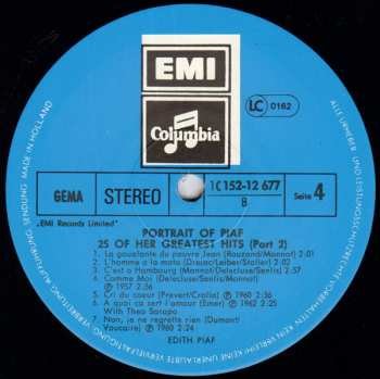 2LP Edith Piaf: Portrait Of Piaf - 25 Of Her Greatest Hits