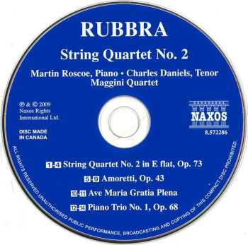 CD Edmund Rubbra: String Quartet No. 2 / Amoretti / Ave Maria / Piano Trio No. 1