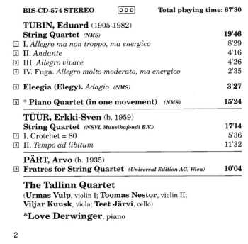 CD Arvo Pärt: Chamber Music From Estonia: String Quartet • Elegy • Piano Quartet • Fratres