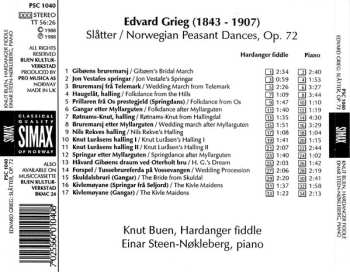 CD Edvard Grieg: Slåtter / Norwegian Peasant Dances, Op.72 With The Original Fiddle Tunes From Telemark