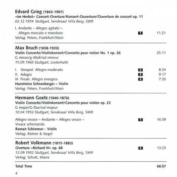 CD Edvard Grieg: Overture »Im Herbst« Op. 11, Concerto For Violin & Orchestra No. 1 Op. 26, Concerto For Violin & Orchestra Op. 22, Overture »Richard III« Op. 68