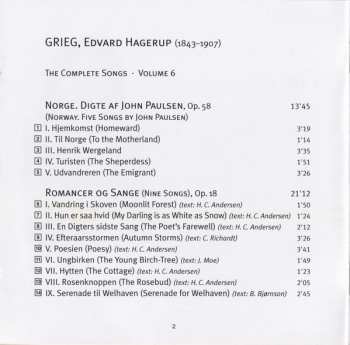 CD Edvard Grieg: The Complete Songs Vol. 6