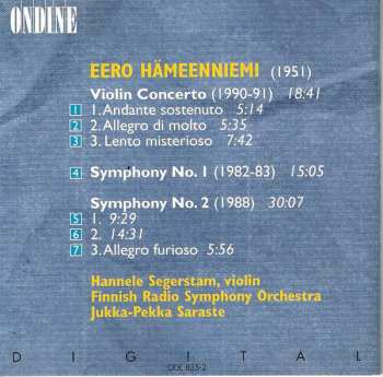 CD Radion Sinfoniaorkesteri: Violin Concerto, Symphonies 1 & 2