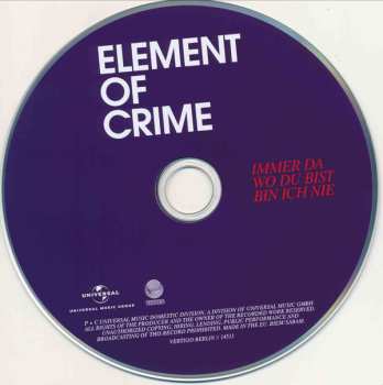 CD Element Of Crime: Immer Da Wo Du Bist Bin Ich Nie