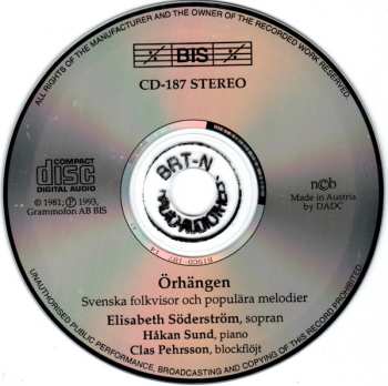 CD Elisabeth Söderström: Örhängen