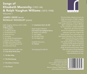CD Ralph Vaughan Williams: Songs Of Elizabeth Maconchy &  Ralph Vaughan Williams Volume 1