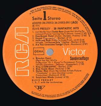LP Elvis Presley: 20 Fantastic Hits