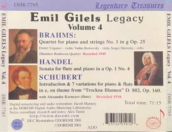CD Johannes Brahms: Emil Gilels Legacy Vol. 4