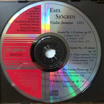 2CD Emil Sjögren: Sonatas No. 1-5 For Violin And Piano / Character Pieces For Violin And Piano