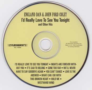 CD England Dan & John Ford Coley:  (I'd Really) Love To See You Tonight And Other Hits
